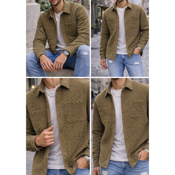 Goodfellow & Co Other - Goodfellow & Co Mens XL Quilted Shirt Jacket Olive Green Shacket Button Front